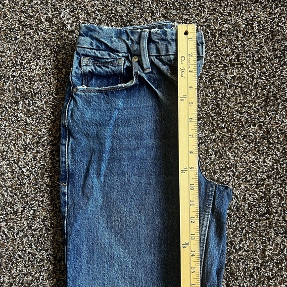 Good American Blue Straight Leg Jeans with Distressed Knees - Picture 7 of 8